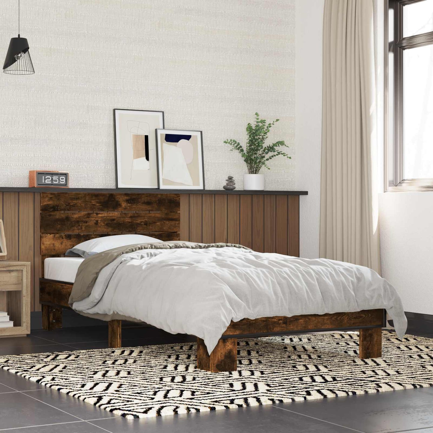 Bed Frame with Headboard Smoked Oak 80 x 200 cm Engineered Wood
