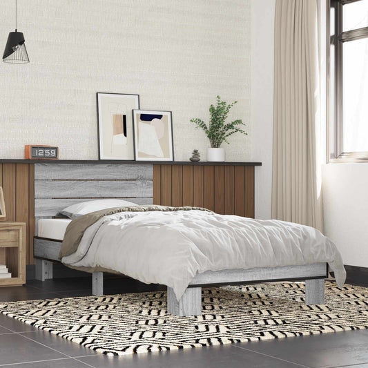 Bed Frame with Headboard Grey Sonoma 80 x 200 cm