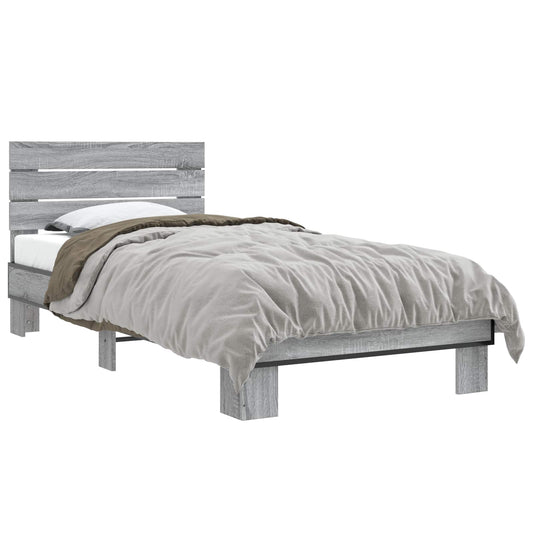 Bed Frame with Headboard Grey Sonoma 80 x 200 cm