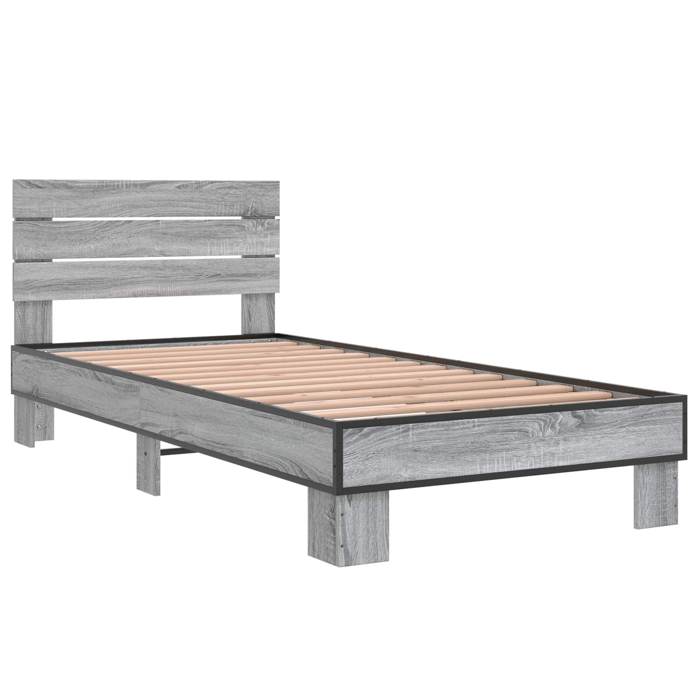 Bed Frame with Headboard Grey Sonoma 80 x 200 cm