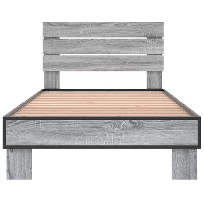 Bed Frame with Headboard Grey Sonoma 80 x 200 cm