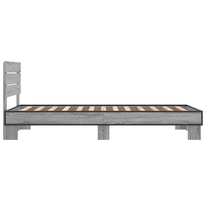 Bed Frame with Headboard Grey Sonoma 80 x 200 cm