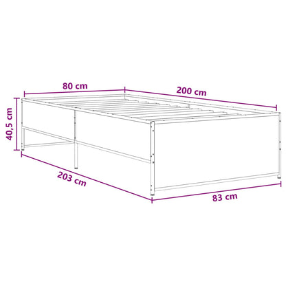 Bed Frame Smoked Oak 80 x 200 cm Engineered Wood