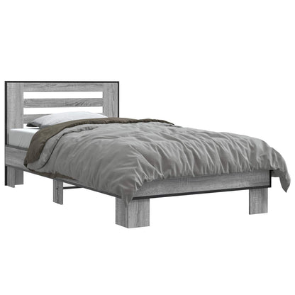 Bed Frame with Headboard Grey Sonoma 80 x 200 cm