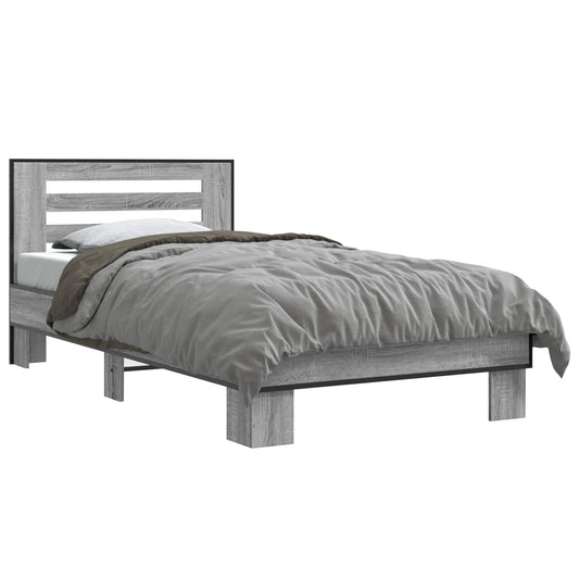 Bed Frame with Headboard Grey Sonoma 80 x 200 cm