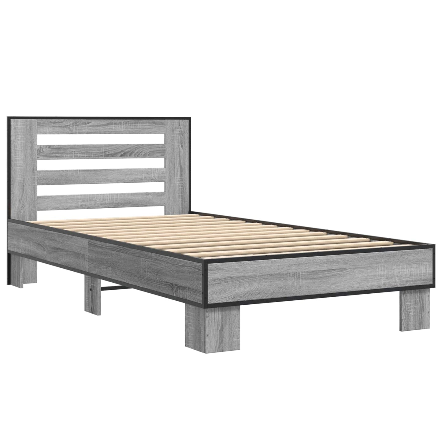 Bed Frame with Headboard Grey Sonoma 80 x 200 cm