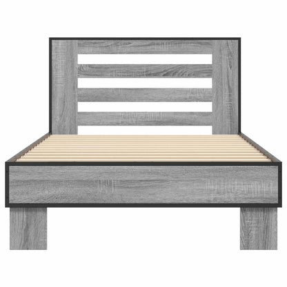 Bed Frame with Headboard Grey Sonoma 80 x 200 cm