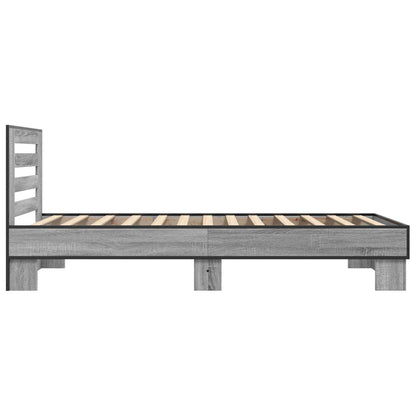 Bed Frame with Headboard Grey Sonoma 80 x 200 cm