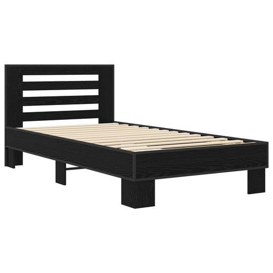 Bed Frame with Headboard Black Oak 80 x 200 cm Engineered Wood