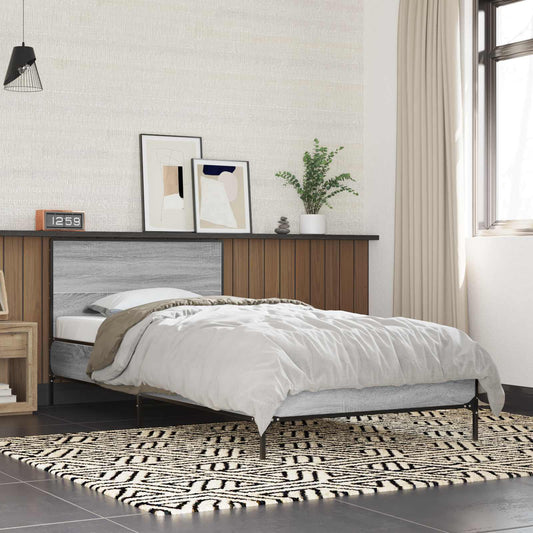 Bed Frame with Headboard Grey Sonoma 80 x 200 cm