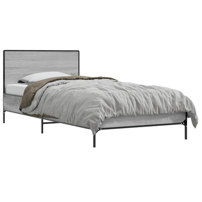 Bed Frame with Headboard Grey Sonoma 80 x 200 cm