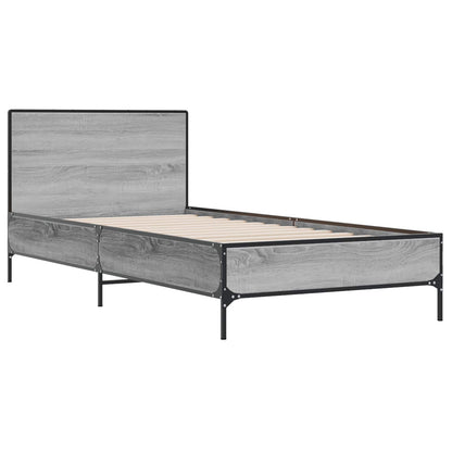 Bed Frame with Headboard Grey Sonoma 80 x 200 cm