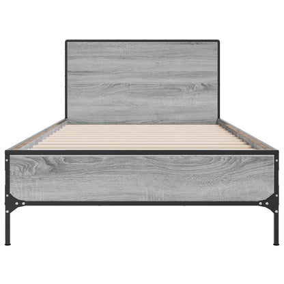 Bed Frame with Headboard Grey Sonoma 80 x 200 cm