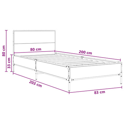 Bed Frame with Headboard Grey Sonoma 80 x 200 cm