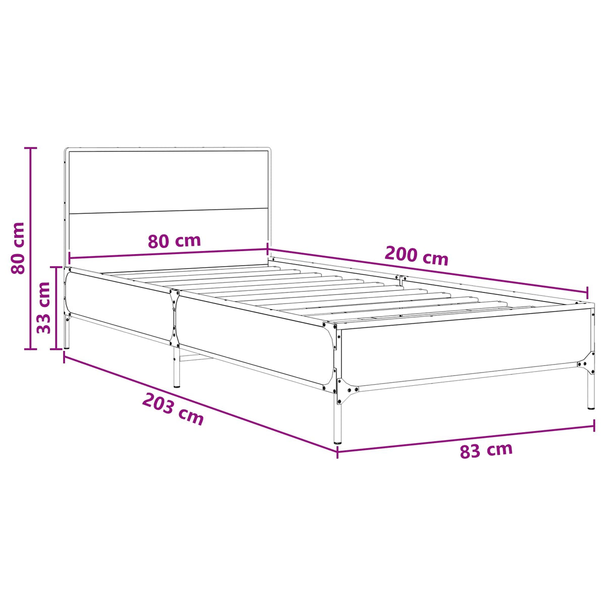 Bed Frame with Headboard Artisan Oak 80 x 200 cm