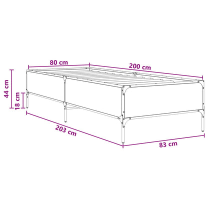 Bed Frame Black Oak 80 x 200 cm Engineered Wood