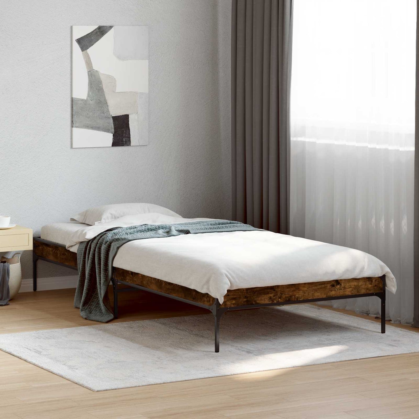 Bed Frame Smoke Oak 80 x 200 cm Engineered Wood