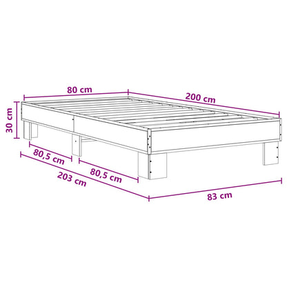 Bed Frame Grey Sonoma 80 x 200 cm Engineered Wood