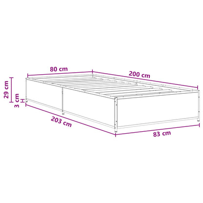 Bed Frame Grey Sonoma 80 x 200 cm Engineered Wood