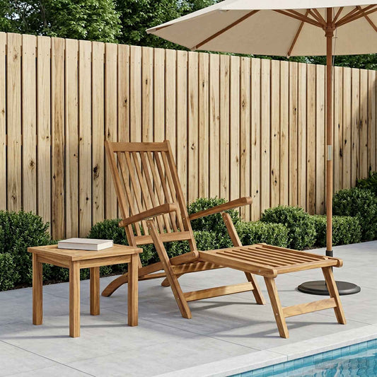 Folding Deck Chair Natural Solid Teak Wood