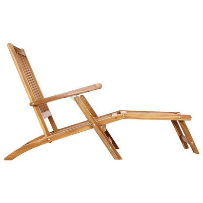 Folding Deck Chair Natural Solid Teak Wood