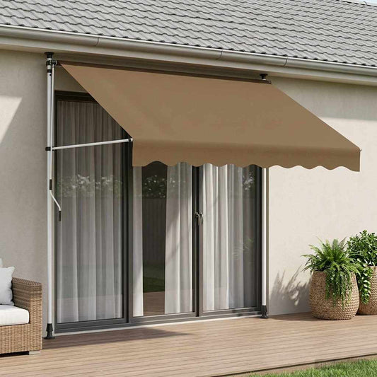 Manual Retractable Awning 180 g / m² Polyester with PU Coated