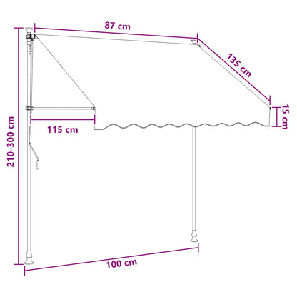 Manual Retractable Awning Multicolour 100 x 115 x 300 cm