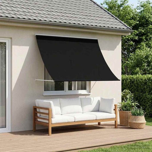 Awning Black 400 x 150 cm 180 g / m² Polyester with PU Coated