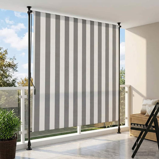 Outdoor Roller Blind Anthracite and White 150 x 270 cm
