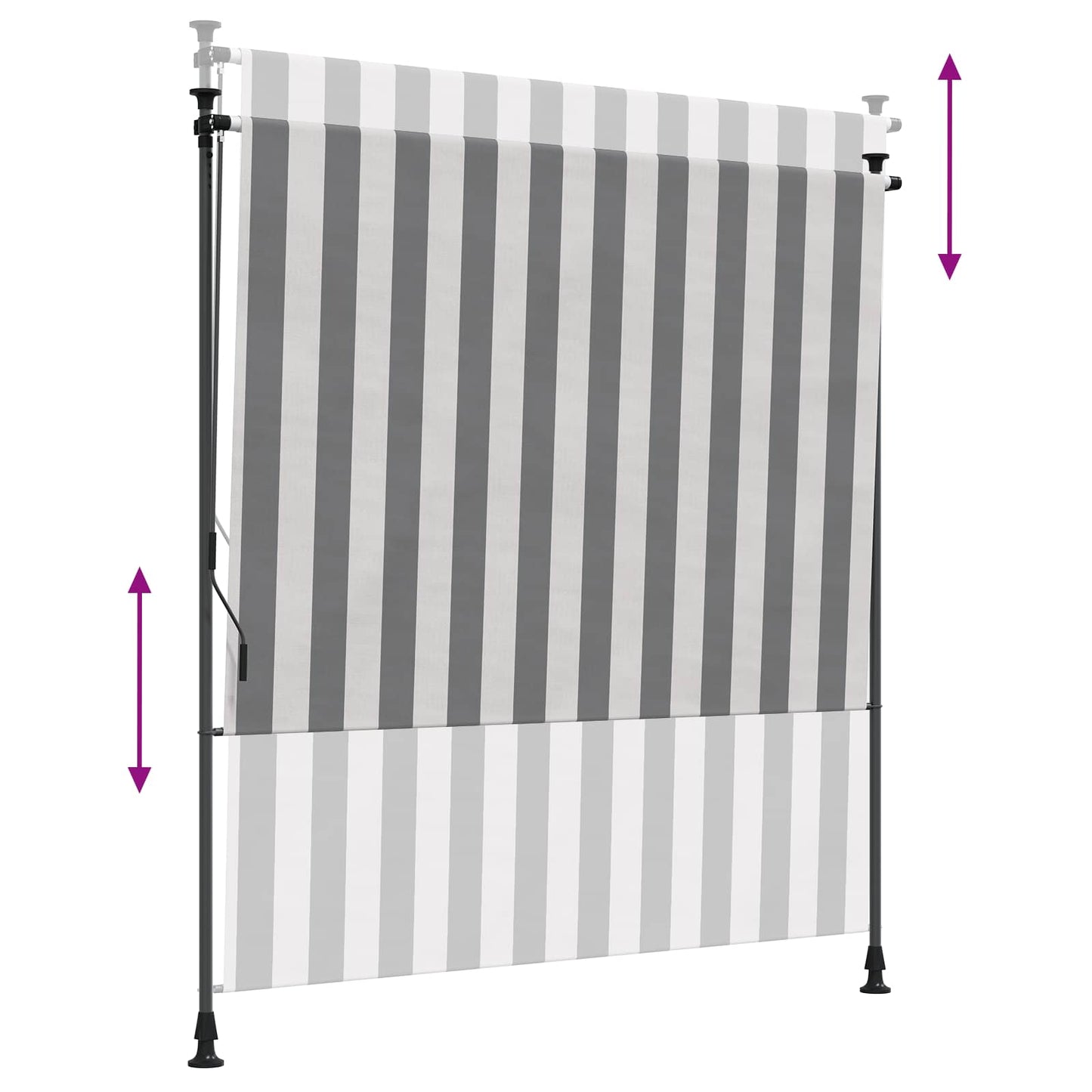 Outdoor Roller Blind Anthracite and White 150 x 270 cm