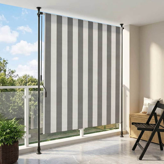 Outdoor Roller Blind Anthracite and White 200 x 270 cm