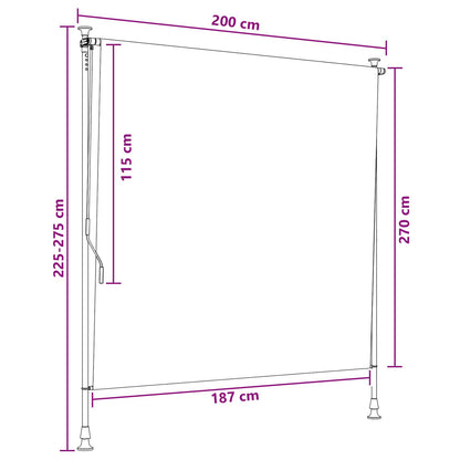 Outdoor Roller Blind Anthracite and White 200 x 270 cm