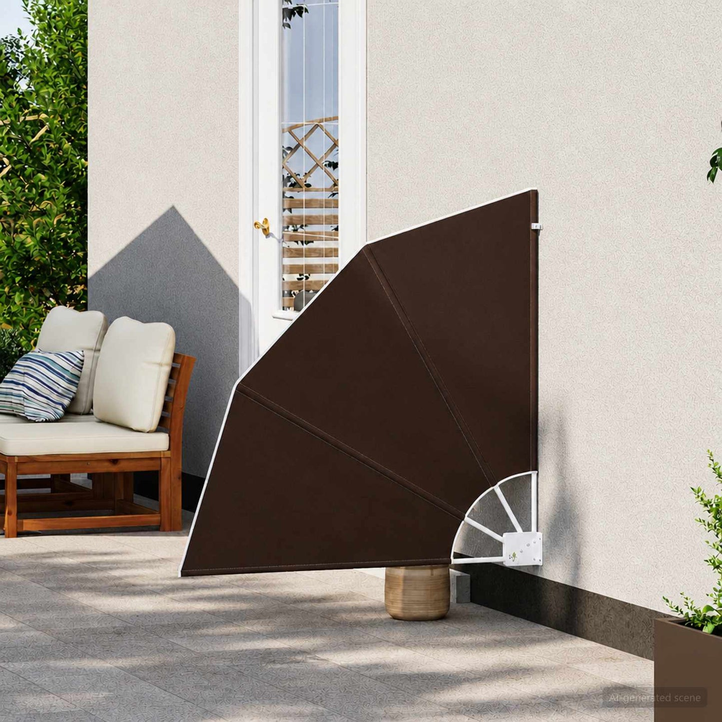 Balcony Privacy Screen 140 x 140 cm Polyester Brown