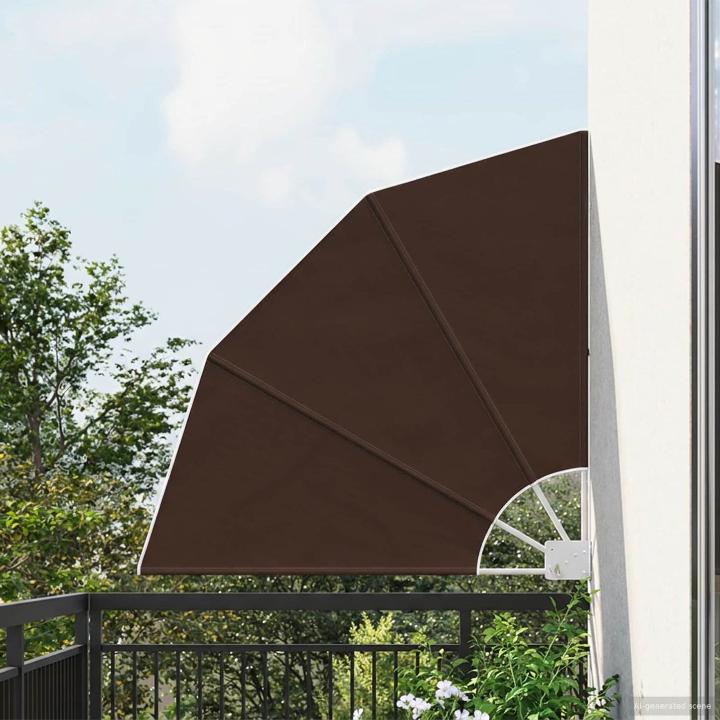 Balcony Privacy Screen 115 x 115 cm Polyester Brown