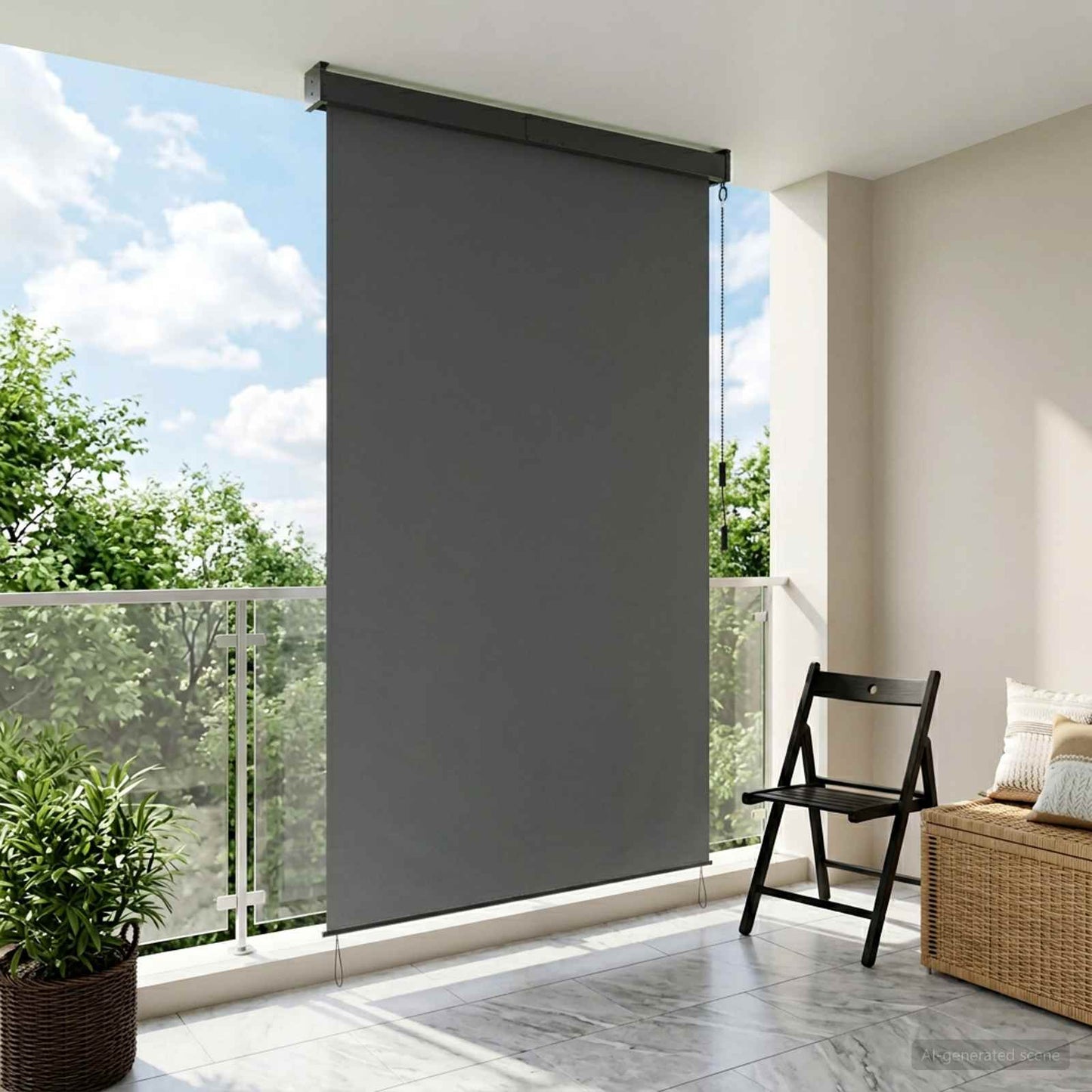 Roller Blind Light Grey 60 x 250 cm Fabric and Aluminum