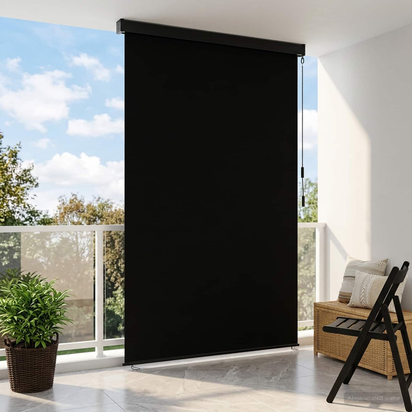 Roller Blind Black 80 x 250 cm Fabric and Aluminum