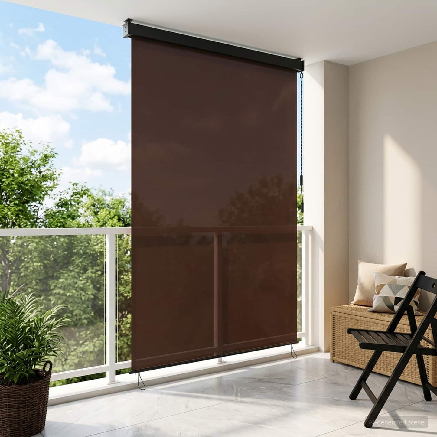 Roller Blind Brown 80 x 250 cm Fabric and Aluminum