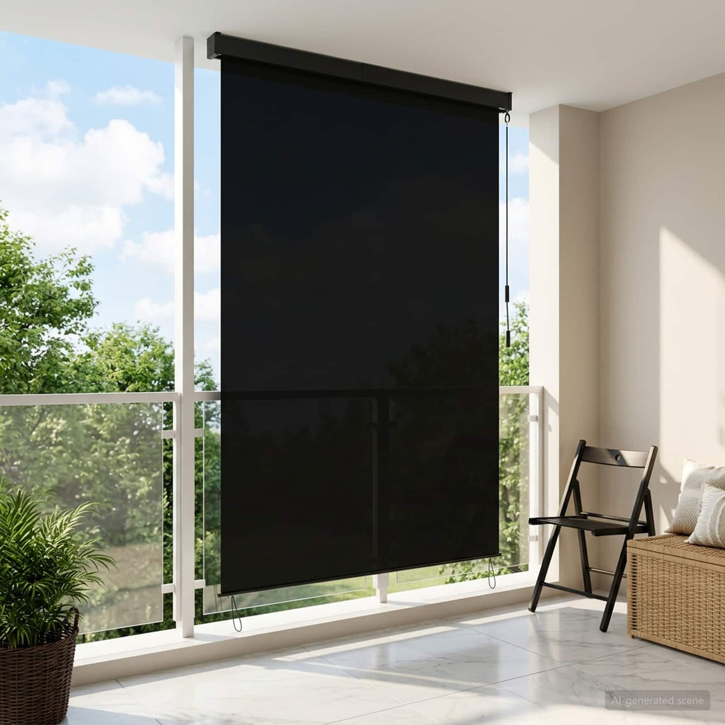 Roller Blind Black 120 x 250 cm Fabric and Aluminum