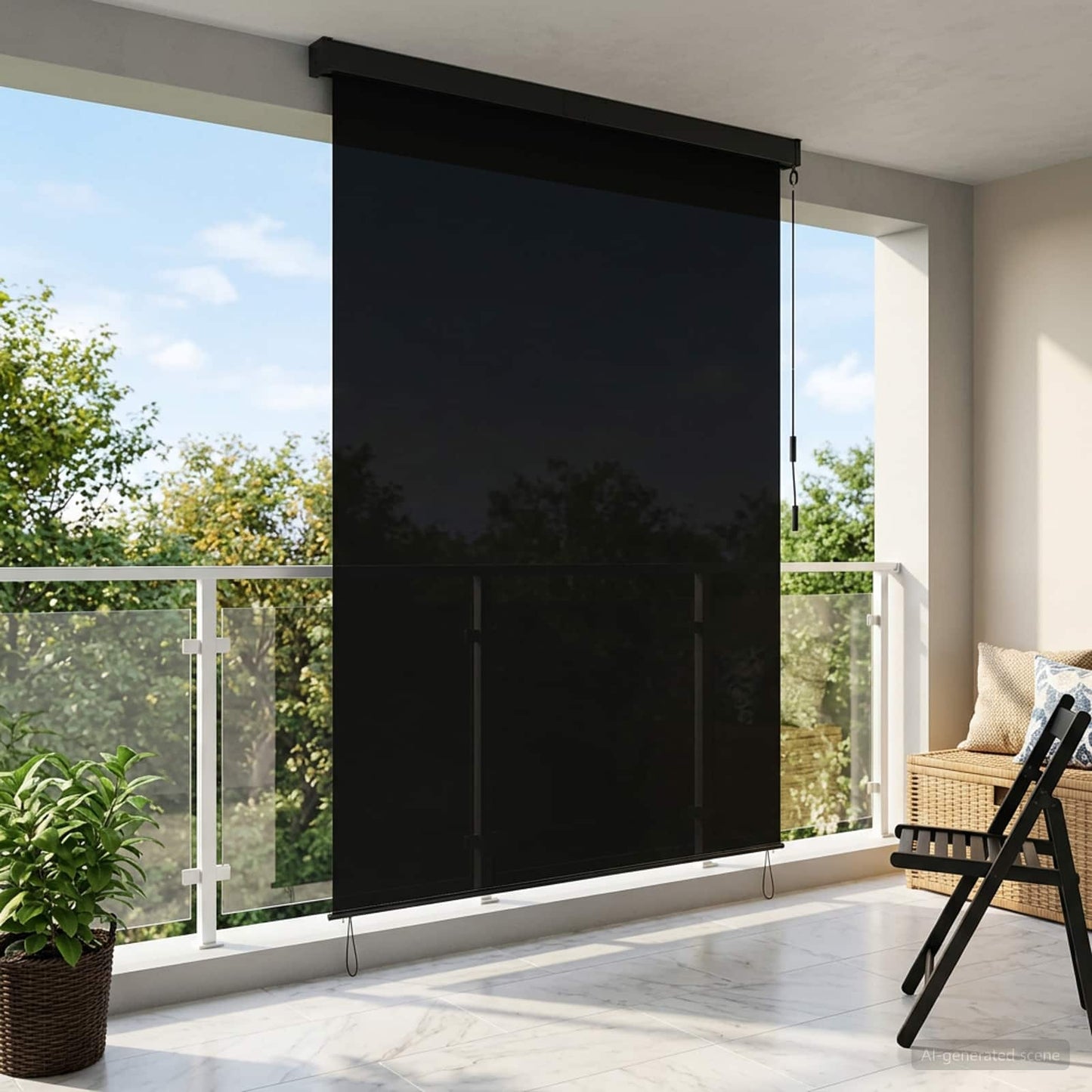 Roller Blind Black 140 x 250 cm Fabric and Aluminum