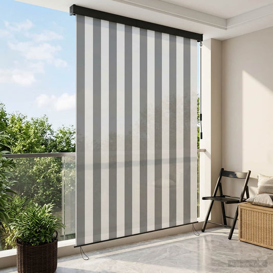 Roller Blind Anthracite and White 140 x 250 cm