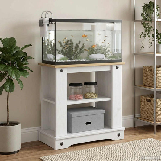 Aquarium Stand CORONA White and Brown 60 x 30 x 60 cm 150 kg