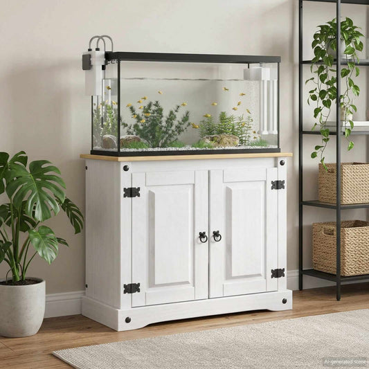 Aquarium Stand CORONA White and Brown 81.5 x 37 x 73 cm 250 kg
