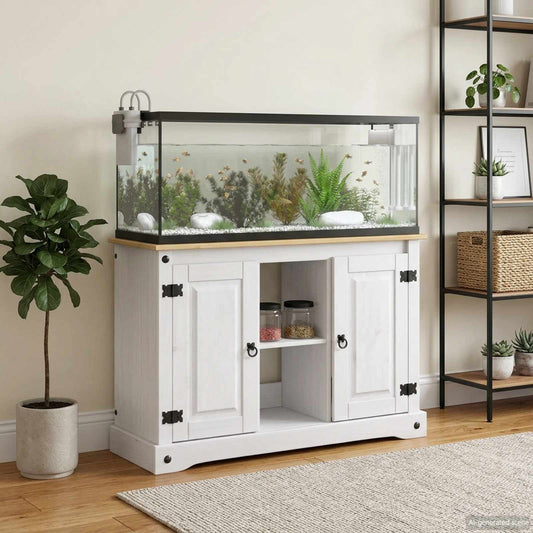 Aquarium Stand CORONA White and Brown 101.5 x 37 x 73 cm 300 kg