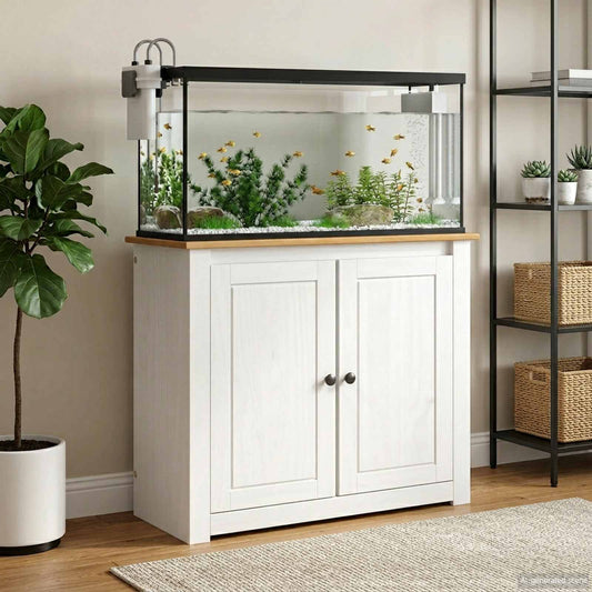 Aquarium Stand PANAMA White and Brown 81 x 36 x 73 cm 250 kg