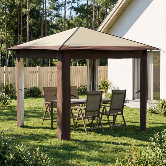 Gazebo without Sidewall 2.6 x 2.6 m Cream and Brown