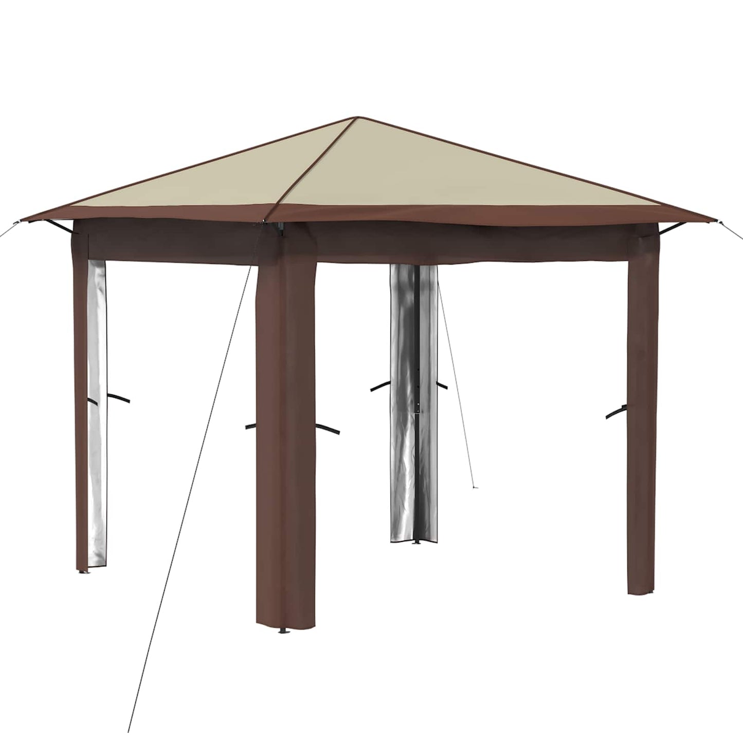 Gazebo without Sidewall 2.6 x 2.6 m Cream and Brown