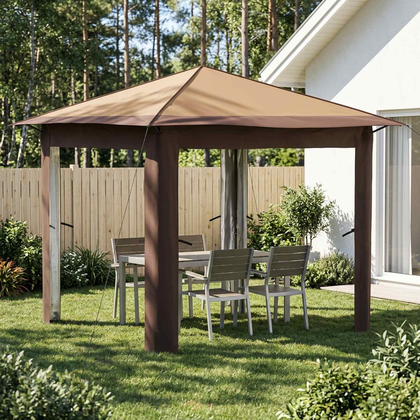 Gazebo without Sidewall 2.6 x 2.6 m Beige and Brown