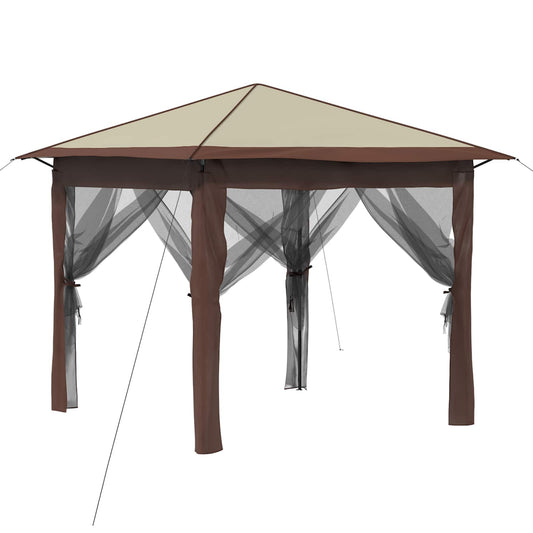 Gazebo with 4 Sidewalls 2.6 x 2.6 m Cream and Brown