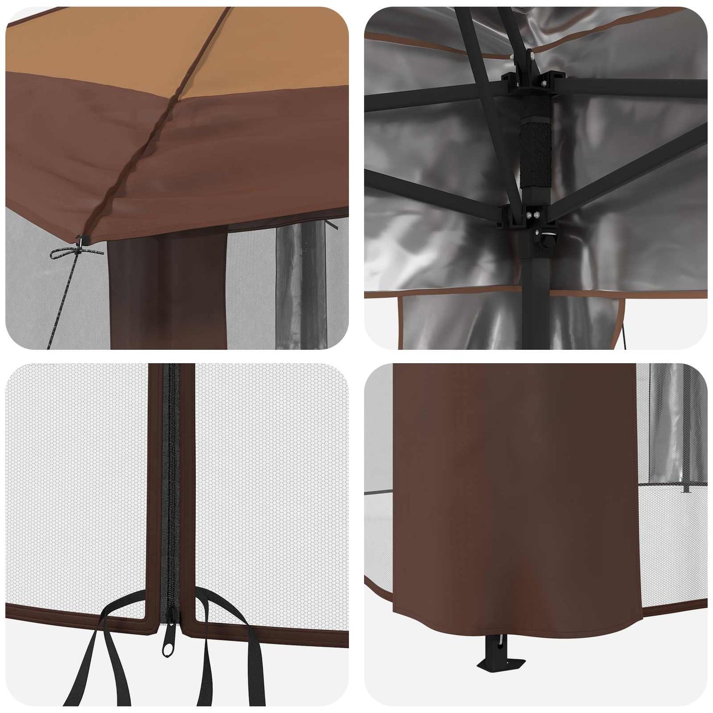 Gazebo with 4 Sidewalls 2.6 x 2.6 m Beige and Brown