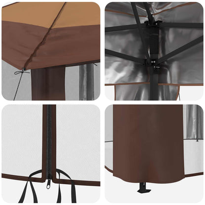 Gazebo with 4 Sidewalls 2.6 x 2.6 m Beige and Brown